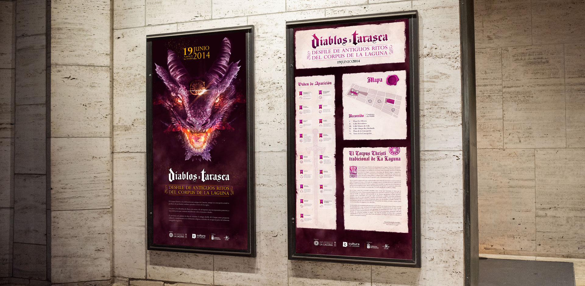 Mupi, rollup Diablos y Tarasca La Laguna