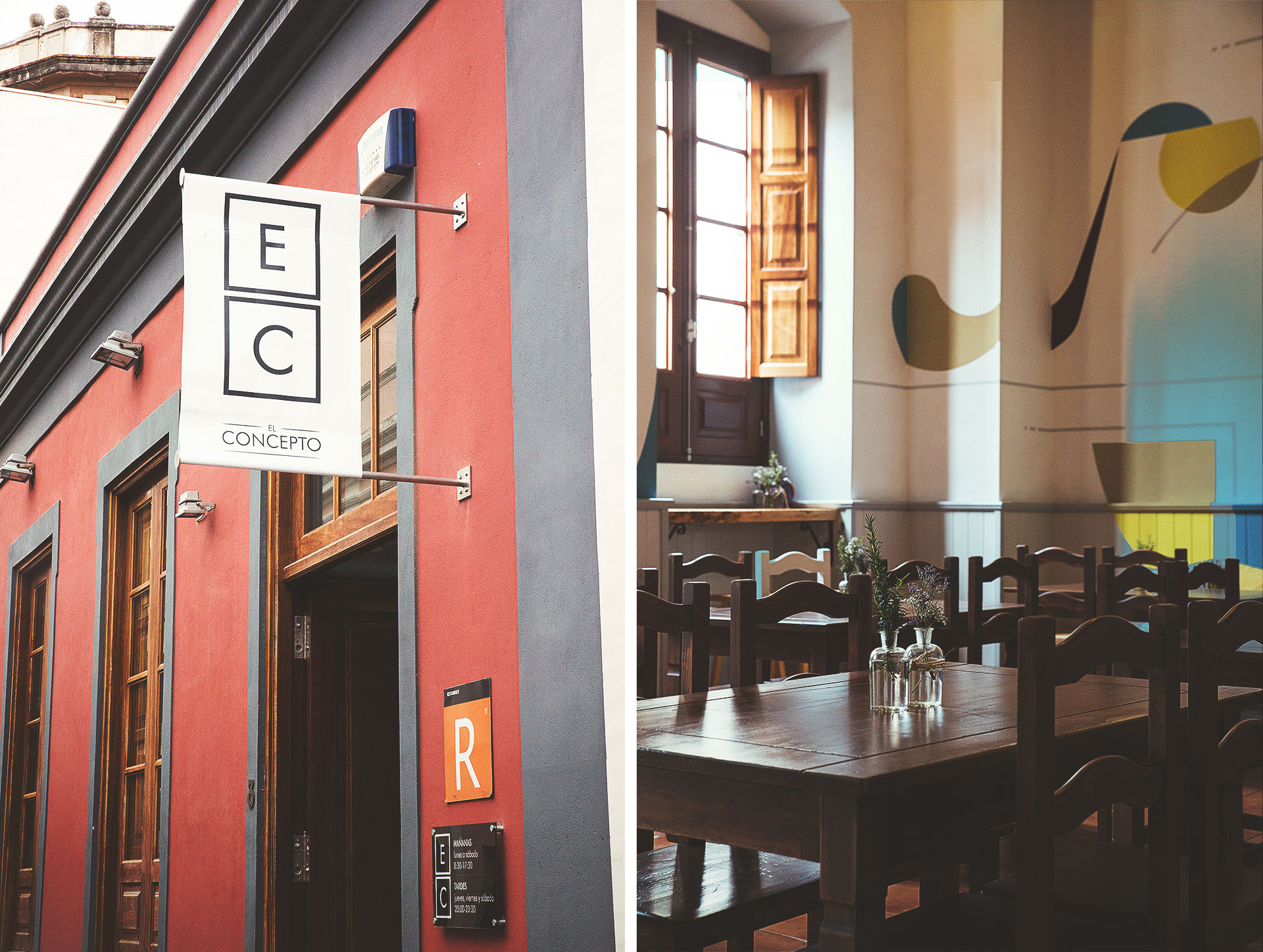 Fachada y mesas restaurante La Laguna