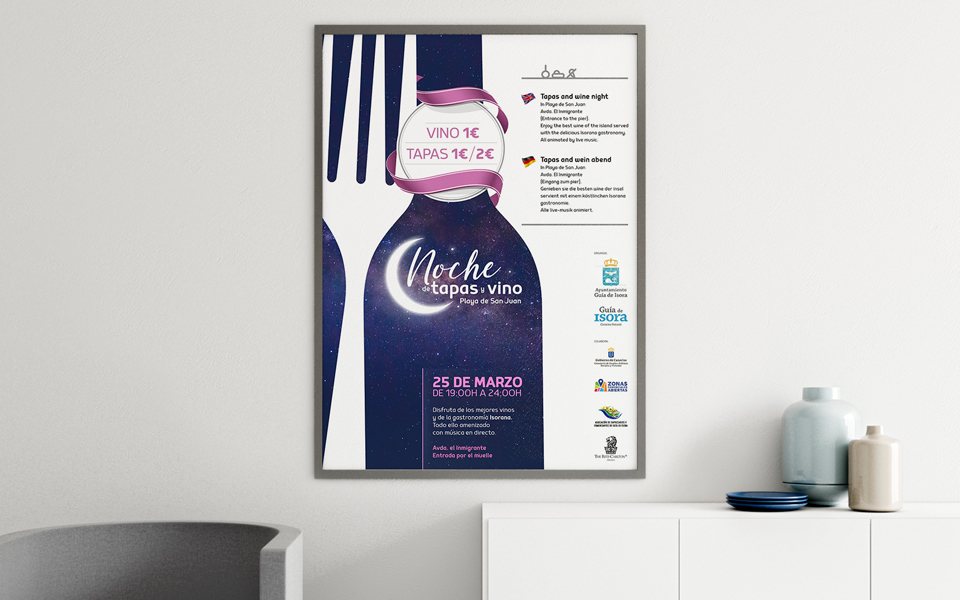 Cartel Noche de tapas y vinos Guía de Isora 2018