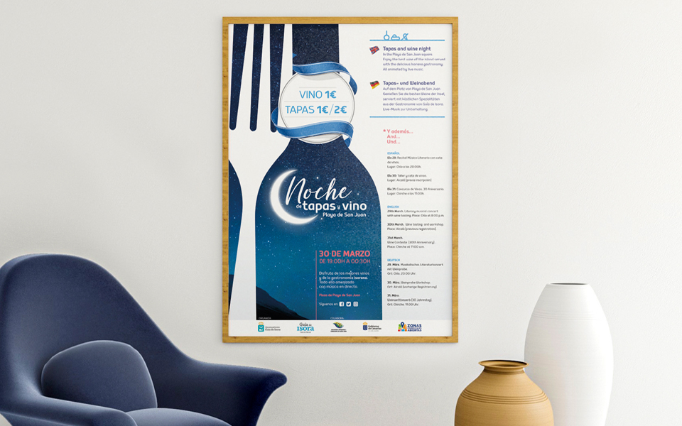 Cartel tapas y vinos Guía de Isora 2019
