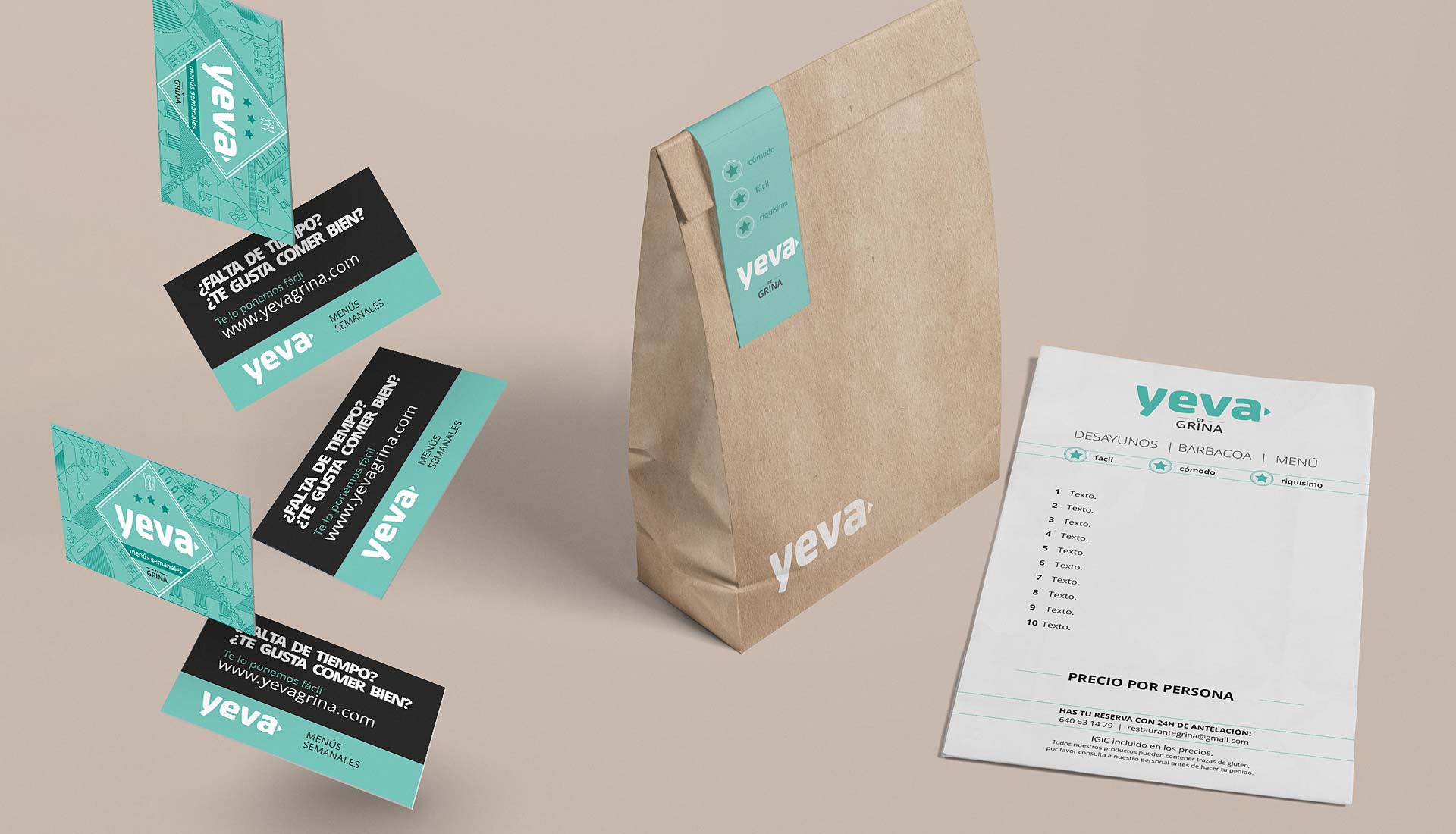 Tarjetas bolsa tote bag menú Grina Yeva