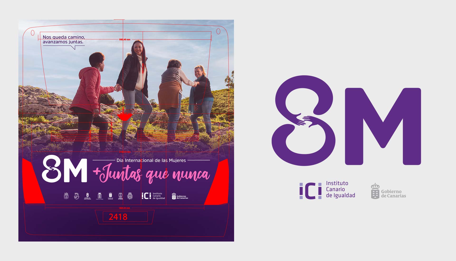 guagua_bus_8m_igualdad_gobcan_waldemar Muestra guagua bus rotulado 8M Canarias y logo